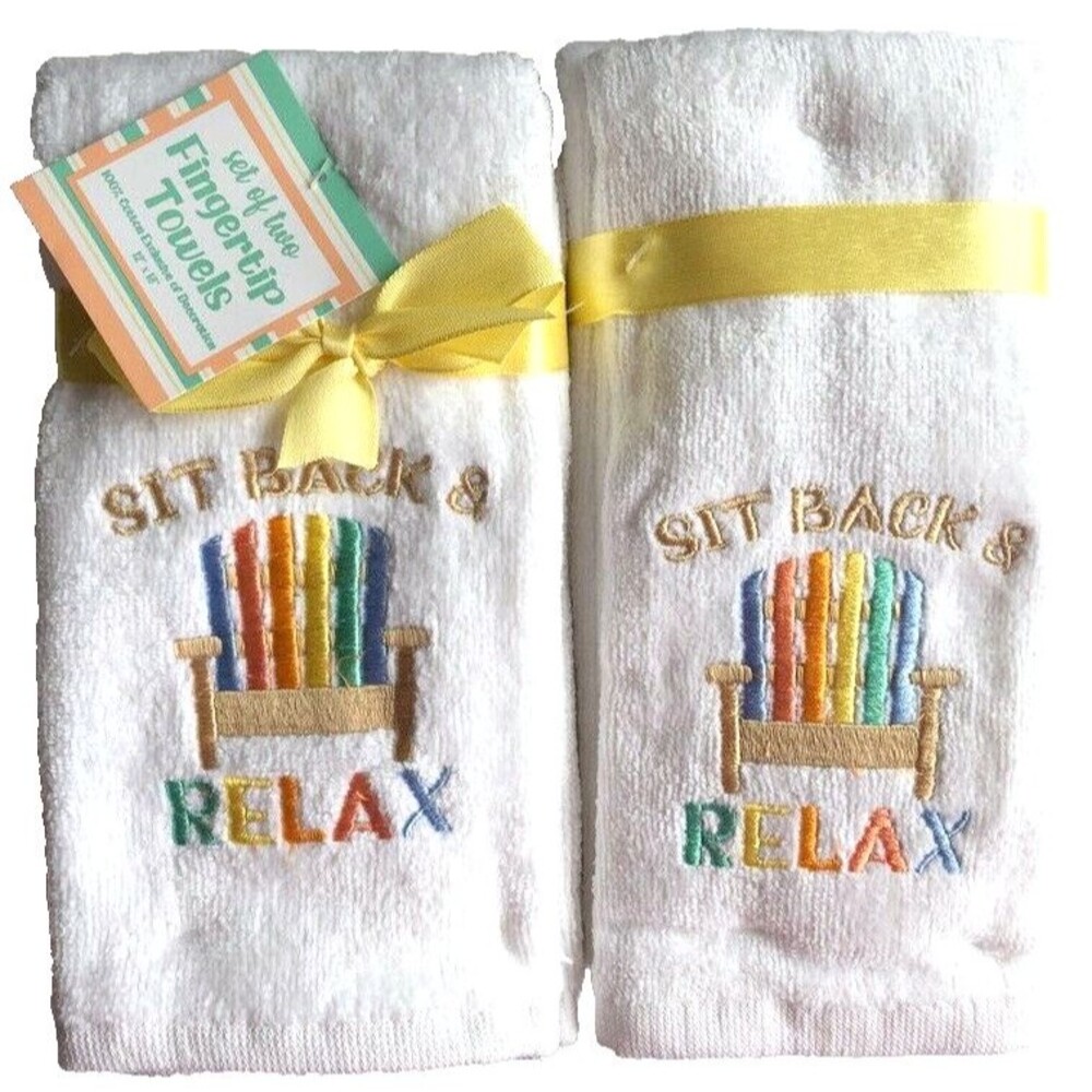 Beach Chair Rainbow Fingertip Towels Embroidered Pride Beach Summer Set of 2